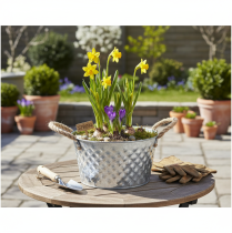 Artículo Bol de zinc, bol decorativo, metal con asa de cuerda, Ø22cm H12cm