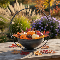 Artículo Bol decorativo de metal con anillo decorativo, color antracita, Ø22,5 cm, H33 cm