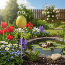 Artículo Estacas decorativas con forma de rana para macetas, ideales para decorar en primavera o verano, 34 cm, 6 unidades.