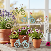Artículo Estacas de madera con motivo de bicicleta para crear un ambiente romántico y primaveral en el salón, 8 cm, 12 unidades.