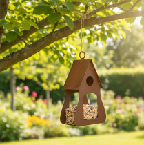Artículo Casita para pájaros colgante decorativa, decoración de casita para pájaros color óxido, 17,5 cm