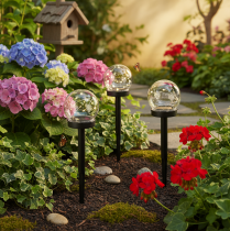 Artículo Lámpara de jardín, tipo globo con estaca para iluminación exterior, 36 cm, 4 unidades.