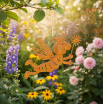 Artículo Adorno colgante de abeja, metal color óxido, decoración de verano, 12 cm, 6 piezas