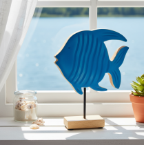 Artículo Figura de pez de madera, decoración marítima, decoración de mesa hecha a mano para salón, 22cm