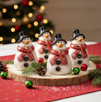 Artículo Figura de muñeco de nieve con bufanda roja, decoración navideña, 10 cm.