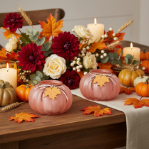Artículo Linterna de cristal candelita de calabaza esmerilada Ø16cm H11cm 2ud
