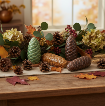 Artículo Adorno de piña de cerámica, decoración de mesa, otoño, 14 cm, 3 piezas