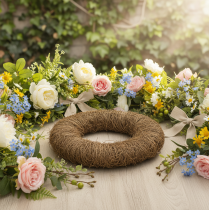 Artículo Corona de vid, sin tratar, redonda, corona natural para manualidades, 45 cm