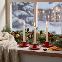 Artículo Pequeños portavelas rojos para velas cónicas de 8 cm, 3 unidades.