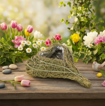 Artículo Corazón de planta natural para floristería con lámina, 25 cm