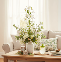 Artículo Lirio blanco artificial con rama larga en flor, decorativo, 80 cm.