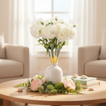 Artículo Claveles artificiales, blancos, 40 cm, 4 unidades