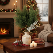 Artículo Rama de pino artificial para decoración invernal, 40 cm, 4 unidades