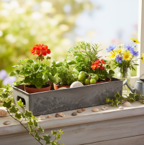 Artículo Bandeja rectangular compacta, de uso versátil para decoración y plantación, 23 cm.
