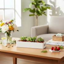 Artículo Bandeja rectangular con asas para almacenamiento y decoración de mesa, 32 cm.