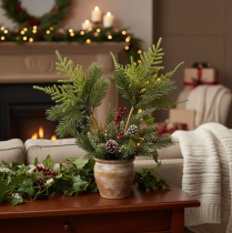 Artículo Rama de abeto artificial para decoración festiva, 22 cm, 2 unidades