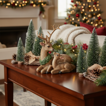 Artículo Figura decorativa de una familia de ciervos con nieve como decoración invernal, 17 cm.