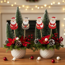 Artículo Estacas decorativas de Papá Noel para arreglos florales y plantas en maceta, 31 cm, 12 unidades