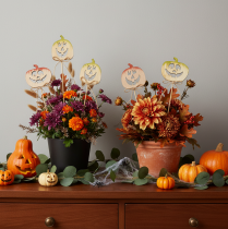 Artículo Calabaza decorativa con cara para Halloween, 31 cm, 12 unidades