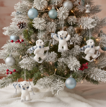 Artículo Colgante de oso polar esquiando con bufanda para colgar, 10 cm, 2 piezas
