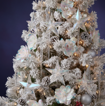 Artículo Adornos decorativos en forma de estrella, acrílico transparente iridiscente, decoración para árbol de Navidad, 9 cm, 6 unidades