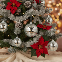 Artículo Adorno navideño tipo bola, bola espejada para colgar, 7 cm, 6 unidades