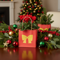 Artículo Bolsas de regalo de papel con motivo de cinta, 12 cm, 8 unidades