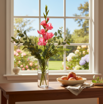 Artículo Gladiolosa artificial con flores decorativas, 88 cm