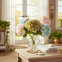Artículo Hortensia artificial decorativa con tallo, 46 cm.