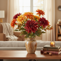 Artículo Flor de dalia artificial con tallo largo, 68 cm.