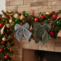 Artículo Lazo decorativo colgante, lazo navideño, terciopelo, acanalado, 24 cm, 2 piezas