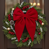 Artículo Lazo decorativo rojo, lazo grande de terciopelo para ventana o puerta, 50 cm.