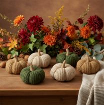 Artículo Calabazas decorativas de punto, decoración otoñal, 10 cm, 6 unidades