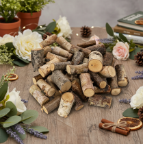Artículo Piezas decorativas de madera de abedul con corteza para manualidades, 3 cm, 300 g