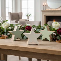 Artículo Figura decorativa en forma de estrella, decoración de mesa, 10 cm, 3 piezas