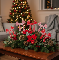 Artículo Adornos florales con lazo de 32 cm, 12 unidades