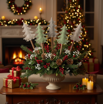 Artículo Árbol de Navidad decorativo con palo para macetas y arreglos altos, 45 cm, 6 unidades.