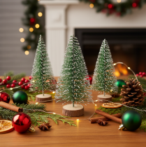 Artículo Mini árboles de Navidad artificiales como decoración de mesa para Navidad, cubiertos de nieve, 6 cm, 12 unidades