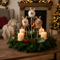 Artículo Pinzas decorativas de reno con pompones para Navidad, 24 cm, 12 unidades