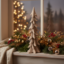 Artículo Pequeño árbol de Navidad decorativo con efecto nieve, adorno de mesa, 44 cm.