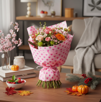 Artículo Papel para puños con motivo de corazón, rosa, 25 cm, 100 m
