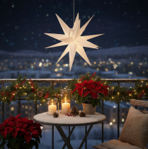 Artículo Estrella LED decorativa, luz blanca cálida, para exteriores, con temporizador, 40 cm.