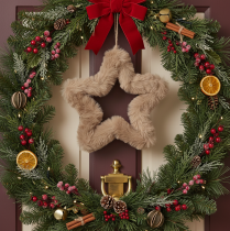 Artículo Estrella decorativa colgante de piel sintética, 21 cm, 4 unidades