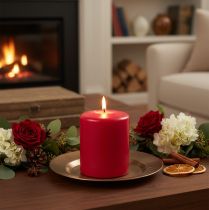 Artículo Vela de cera natural PURE para un ambiente relajado en el salón, 9 cm
