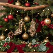 Artículo Adorno de zapato de cristal con estampado de leopardo para árbol de Navidad, 13 cm, 2 unidades.