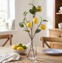 Artículo Decoración de rama de limón artificial, rama con 3 limones amarillos, 65cm, planta artificial, accesorio decorativo