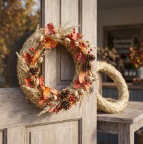 Artículo Corona de paja de floristería para coronas de puerta creativas y decoración de temporada 25/4 cm 2 piezas