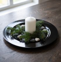 Artículo Plato decorativo negro plano de plástico brillante Ø28cm H2cm