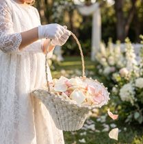 Artículo Cesta para niña de las flores de boda, 24 cm x 17 cm.
