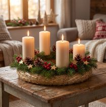 Artículo Corona de paja en blanco de 30 cm, juego de 2 piezas para decoración de Adviento, corona de puerta DIY de 30/6 cm, 2 piezas